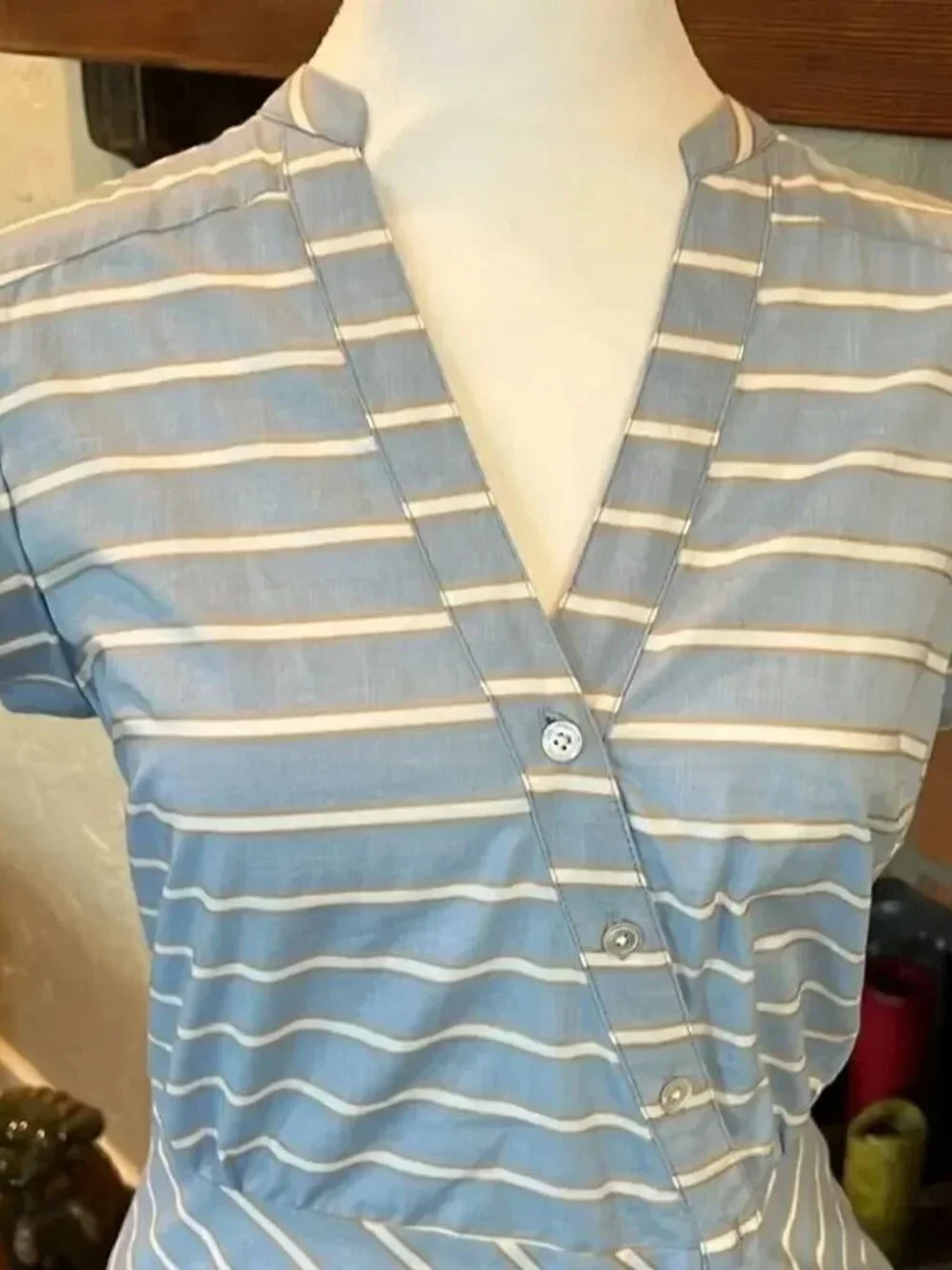Veronica Beard RUCHED STRIPED SHIRT DRESS, 4! - Picture 2 of 2